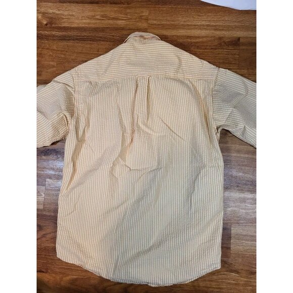 Basic Options Yellow Striped Seersucker Button Up Size M? - Picture 4 of 4